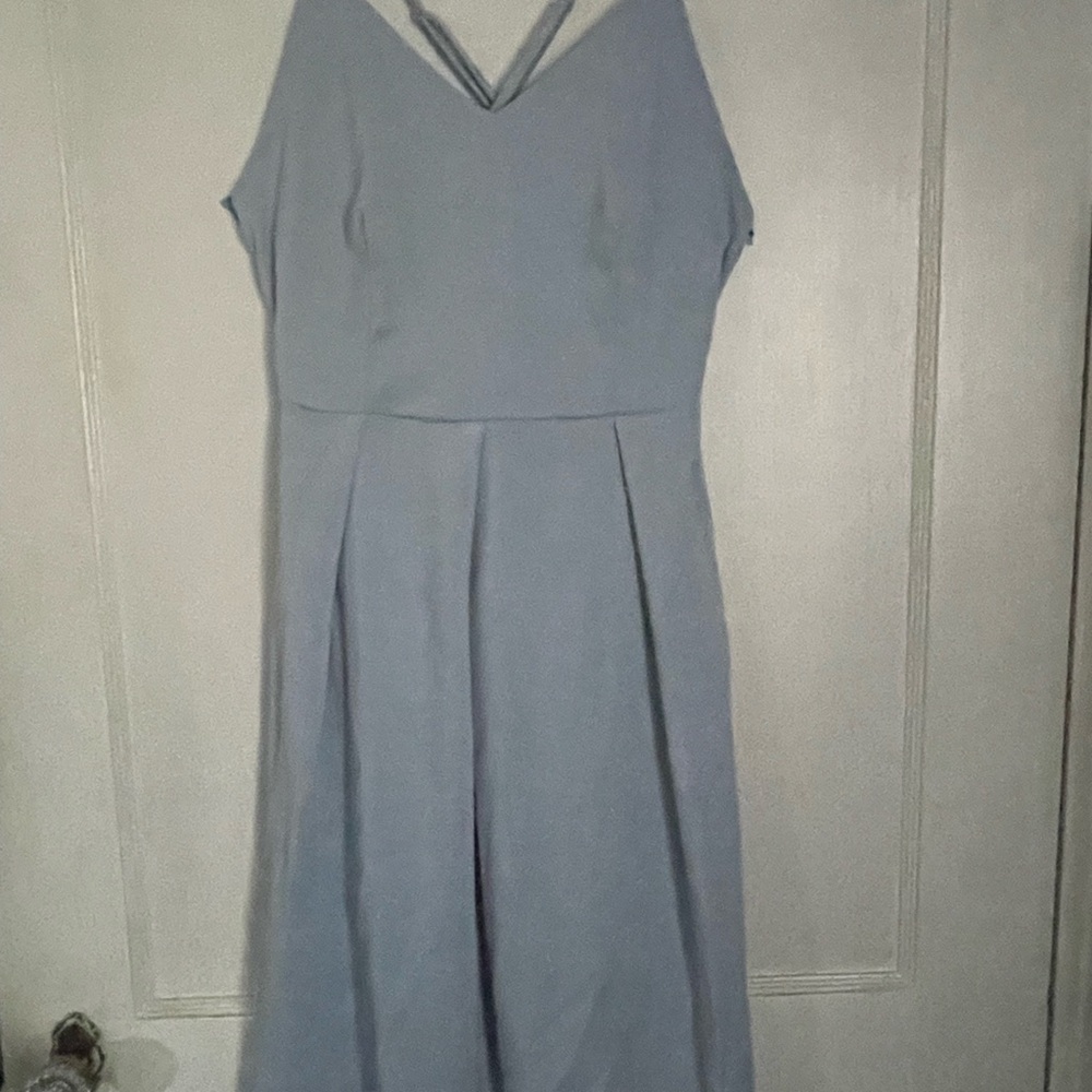 Women Deep V neck Adjustable spaghetti Strap Dress Size Medium Light Blue New